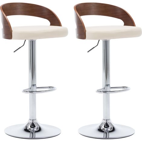 Maison Exclusive - Barhocker 2 Stk. Cremeweiß Kunstleder und Bugh