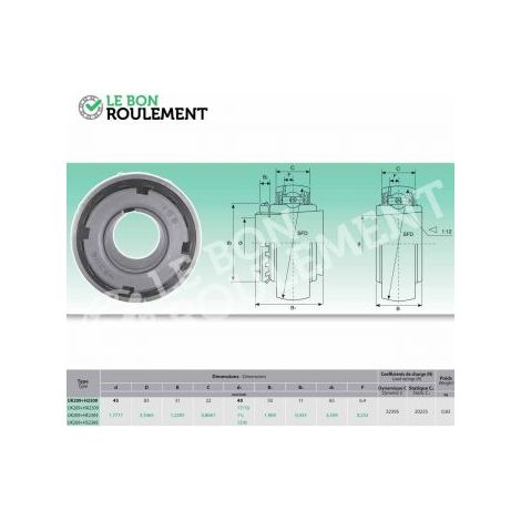 Roulement de palier UK209+H2309
