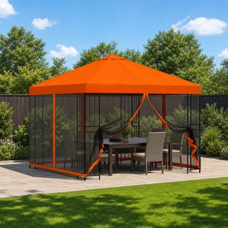 vidaXL Gazebo de jardín con paredes laterales 3 x 3 m Naranja (1/5)