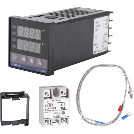 Contrôleur de Température, Kits de Contrôleur de Température PID LED Numérique REX-C100 avec Alarme 0℃1300℃ AC110V-240V (1/5)