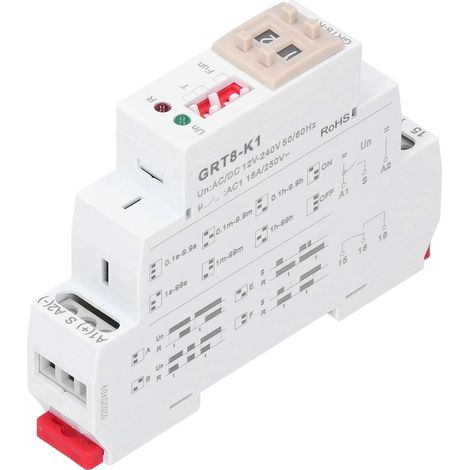 Zeitverzögerungsrelais mit 4 Zeitmodi, digitale Elektronikkomponenten GRT8-K1, AC/DC 12–240 V, 50/60 Hz (1/5)