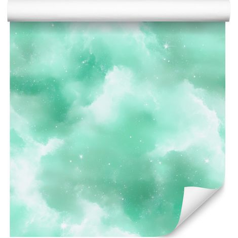 Papier peint aquarelle galaxie menthe et mer, fond menthe 50x1000 cm (1/5)