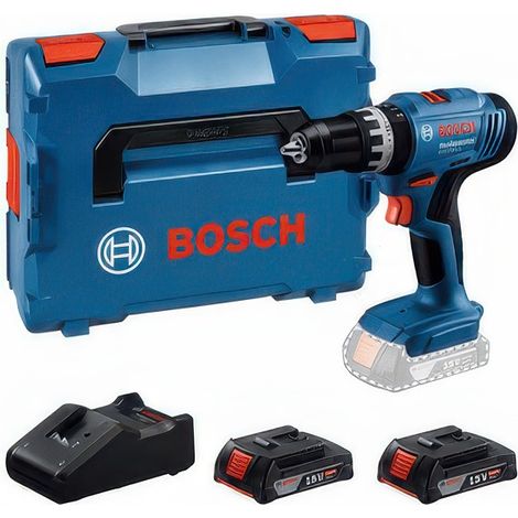 Trapano a Percussione Bosch 18V 60 Nm con 2 Batterie 2 Ah e Valigetta L-BOXX GSB 18V-25