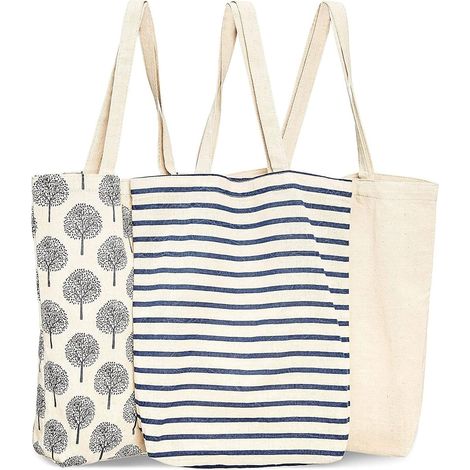 Sac Cabas En Coton - 38 x 42 x 9 cm - Pour Courses - Lot De 3 (1/5)