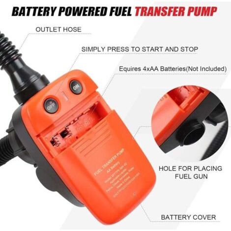 Pompe à carburant électrique 2,4 GPM avec arrêt automatique, pompe à diesel, pompe de transfert de liquide avec trois adaptateurs de taille, pompe de réservoir (1/3)