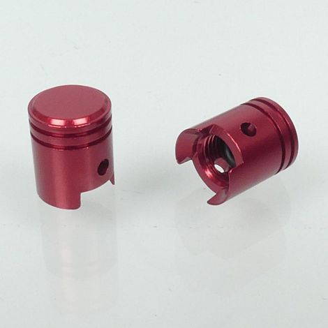 Bouchon de valve Bike It Piston aluminium anodisé rouge pour moto