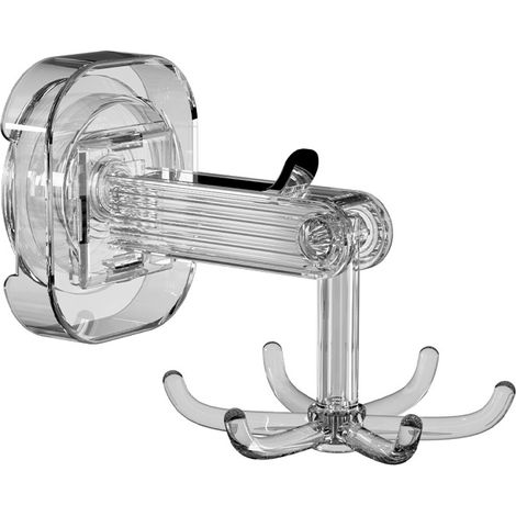 Gancho con ventosa, giratorio 360° y plegable, apto para armarios de cocina y baño (plateado transparente, 1 unidad, 8,5129 cm). (1/5)