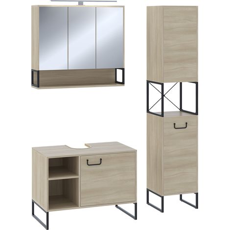 Badmöbel-Set Vionna, Eiche/Schwarz, 3 Teile, Vicco (1/5)