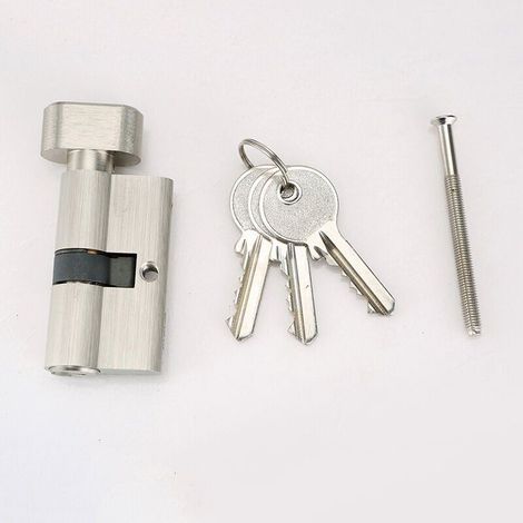 Cylindre de Serrure à Bouton 30x30 mm pour Porte Extérieure/Entrée, 4 Goupilles, 3 Clés, Nickelé (1/4)