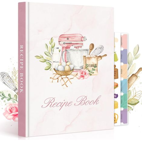 B5 Journal de Recettes à Remplir, Livre Cahier de Recettes Cuisine et Blanc, Carnet Recette pour Enregistrer vos Propres Recettes, Livre Recette Vierge, Recipe Book Cookbook, Rose, Anglaise (1/5)