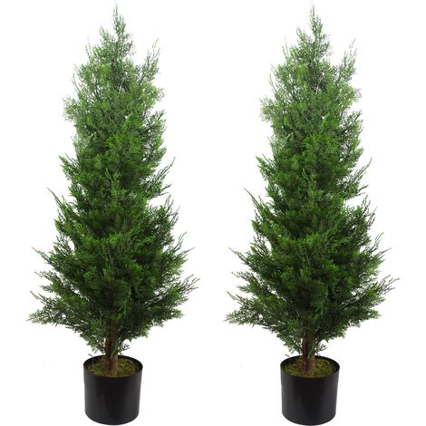 120cm Pair of Artificial Cypress Topiary (1/4)