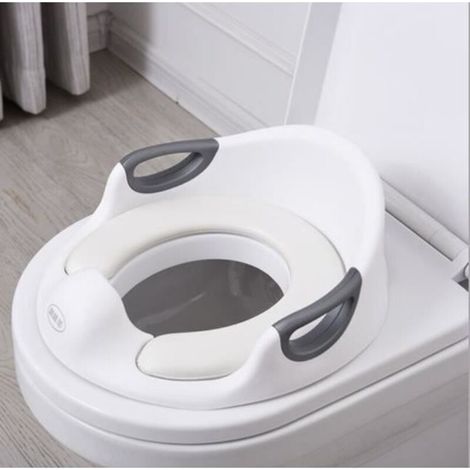 Réducteur de Toilette pour Bébé - Marque - Modèle - Siège de Toilette avec Coussin et Poignée - Blanc (1/4)