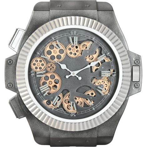 Reloj Pared Hierro 47X6,4X50 Movimiento Plateado (1/4)