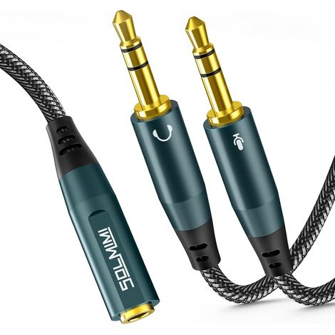 Adaptateur de séparateur de casque pour PC, câble de séparation en Y de prise jack audio de casque de 3,5 mm CITA TRRS femelle vers 2 mâles TRS pour casque de jeu sur PC à ordinateur (1/5)