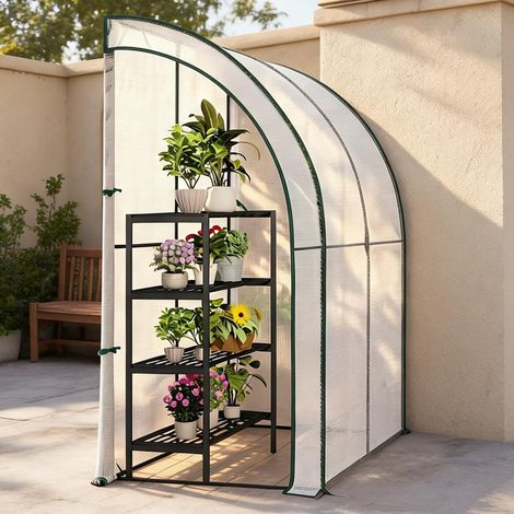 Serre adossée portable 200 x 100 x 210 cm avec bâche PE renforcée (1/5)