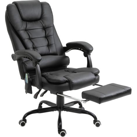 Sedia Poltrona Massaggiante da Ufficio 67x79x111-121 cm con 7 Punti Vibranti Nero (1/5)