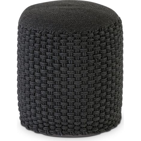 Pouf de Jardin Tricoté en Plastique Recyclé Intérieur et Extérieur Ø 40 x H 45 cm - PANGIVO