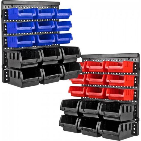 Dema – Bacs de rangement 30 pièces – Bacs superposables en PVC – Dimensions L640 x P175 x H390 mm – Montage individuel avec chevilles et vis - KSR30