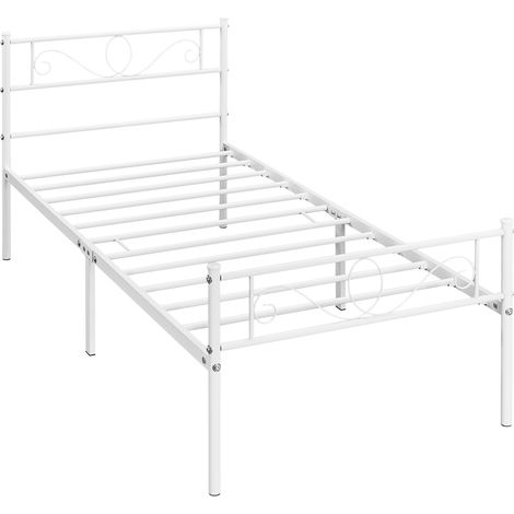 Homevive Cama Hierro para colchón de 90 x 200 cm Cama Metálica Cama Individual Industrial Estructura Metal Blanco (1/5)