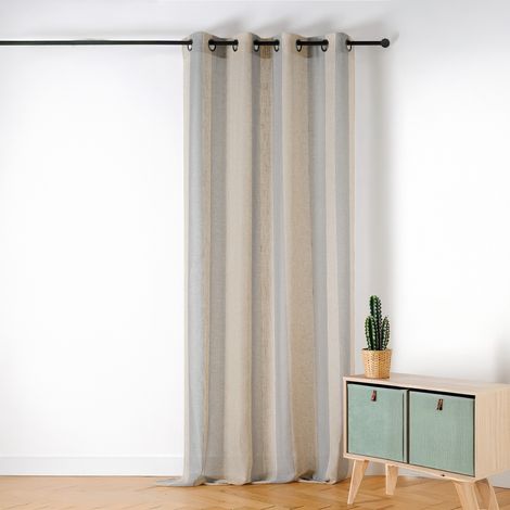 Voilage en voile rayé Gris 140x280 cm (1/3)