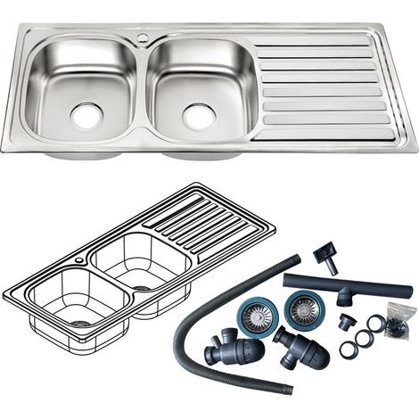 120cm Lavello doppio incasso in acciaio inox LINKS Lavello in acciaio inox Lavello cucina 2 lavabi