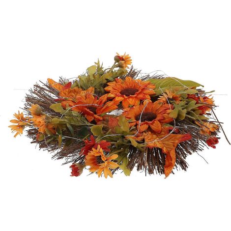 Couronne de tournesols décorative, 7 pièces, suspension de fleurs artificielles avec lumières (1/5)