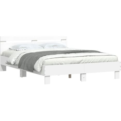 Bed Frame  White  Engineered wood, Plywood  140 x 200 cm  Bed Frame vidaXL