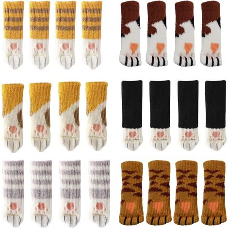 24 calcetines para sillas con diseño de patitas de gato, protectores para patas de sillas, protectores de suelo, antiarañazos, antiruido, 24 piezas (6 juegos) (1/5)