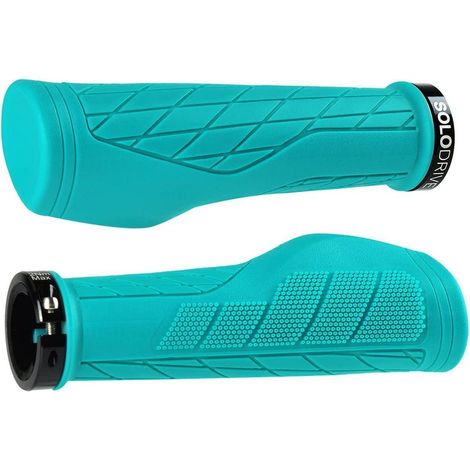 Ergonomische Fahrradgriffe rutschfest, Single Lock-on, für MTB, E-Bike, Trekkingrad, Türkis (1/5)