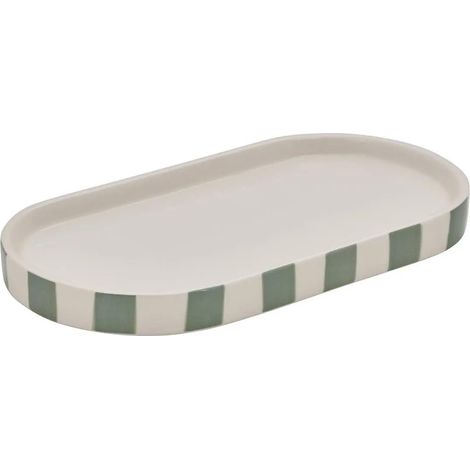 Plateau de Salle de Bain en Céramique "Strio" 23cm Vert Céladon (1/2)