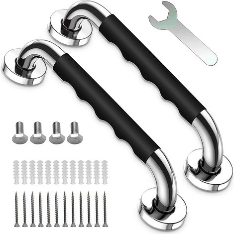 Lot de 2 barres d'appui antidérapantes pour seniors, douche en inox (1/5)