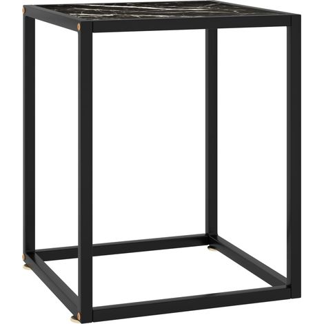 Tavolino da Salotto Nero con Vetro Marmo Nero 40x40x50 cm vidaXL (1/5)