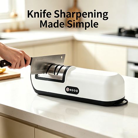 Aiguiseur électrique professionnel 2 en 1 meulage polissage lames 20° outils culinaires (Noir) (1/5)