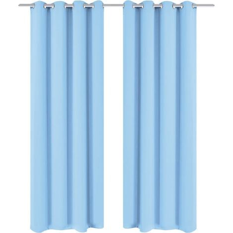 Rideaux occultants, 2 pièces, à œillets métalliques, 135 x 175 cm, turquoise (1/4)