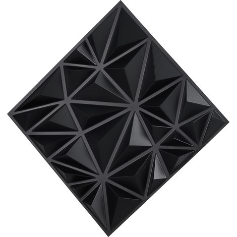 Mophorn 3D-Wandpaneele, 33er-Pack 11,81 x 11,81 Zoll PVC-Raute-Fliesen, 32 Quadratfuß Abdeckung, modernes Akzent-Wandpaneel, Mattschwarz