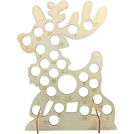 Stück Weihnachtskalender aus Holz mit Countdown-Brett, Notizen, Erinnerungen, Regal, Schokoladenregal-Dekoration (Elch)-30X12X40CM (1/2)