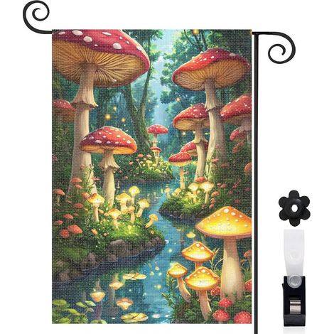 Drapeau de jardin Bienvenue en tissu polyester durable 45 x 30 cm double face décoration extérieure (1/5)