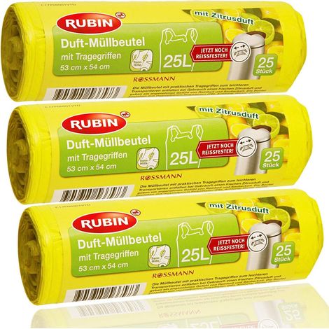Lot de 120 sacs poubelles parfumés 20 litres Avec poignées de transport et cordon Parfum discret Lot de 3 paquets de 40 pièces Idéal pour domicile bureau et salle de bain (1/5)