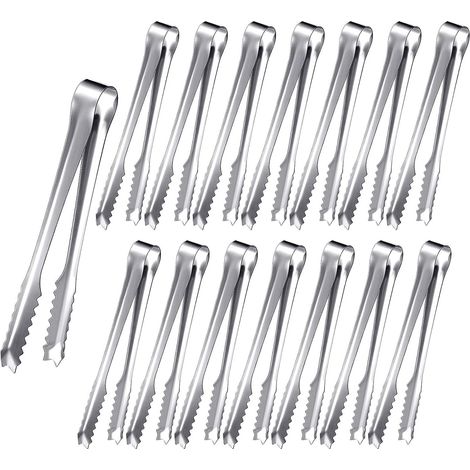 Lot de 15 pinces, acier inoxydable, dents sans pointe, manche lisse, service alimentaire, maison restaurant (1/5)