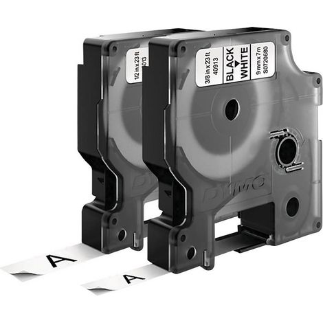 DYMO 40913, 45013 Cassetta nastro Kit da 2 Colore Nastro: Bianco Colore carattere: Nero 9 mm, 12 mm 7 m