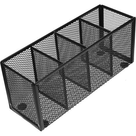 Stiftehalter aus Metallgitter, Schreibtisch-Organizer, Aufbewahrungsbox für Bürobedarf – 22,5 x 9,5 x 8 cm – Schwarz (1/4)