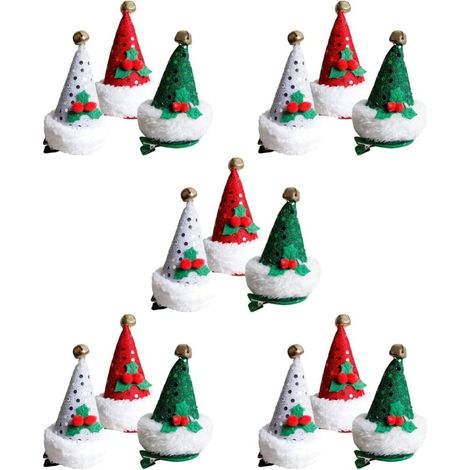 15 fermagli per capelli a forma di cappello di Natale, fermagli per capelli da bambina (1/5)