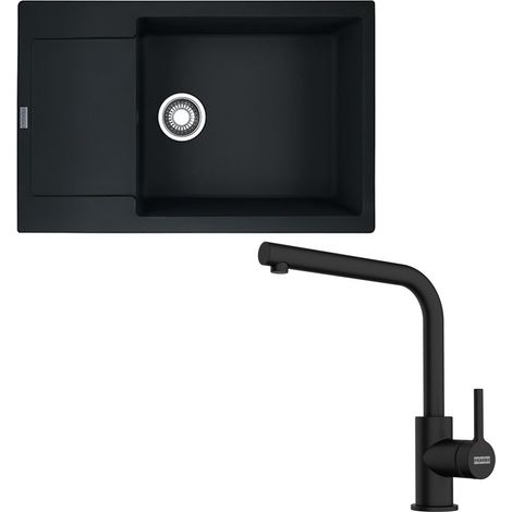 Pack full black évier XL Maris Fragranit 780 x 500 x 200 mm + mitigeur Lina L bec noir - Franke (1/5)
