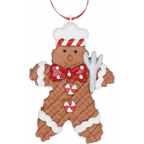 Petit bonhomme en pain d'épices à suspendre, cadeau personnalisé pour sapin de Noël, bureau, voiture, jardin, décoration avec corde (1/4)