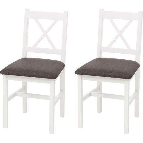 Lot de 2 chaises de salle à manger HWC-F77, chaise avec dossier, chaise de cuisine, bois massif, tissu, style cottage- b (1/2)