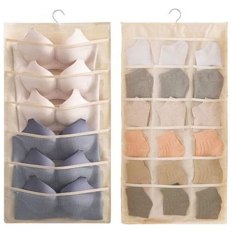 Sac de Rangement Suspendu 30 Poches - Organisateur Double Face pour Armoire, Sous-vêtements, Chaussettes et Cravates, Gain de Place (1/4)