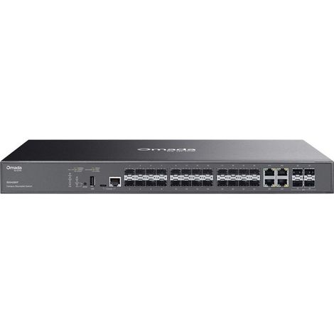 Conmutador SFP apilable gestionado TP-Link Omada SG5428XF L3 Lite con 4 ranuras de 10 G, color negro (1/4)
