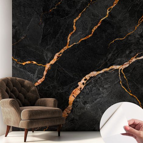 Tapete adhésive moderne pour salon et chambre à coucher Décoration rapide avec colle Veines marbrées 250x250 cm (1/5)