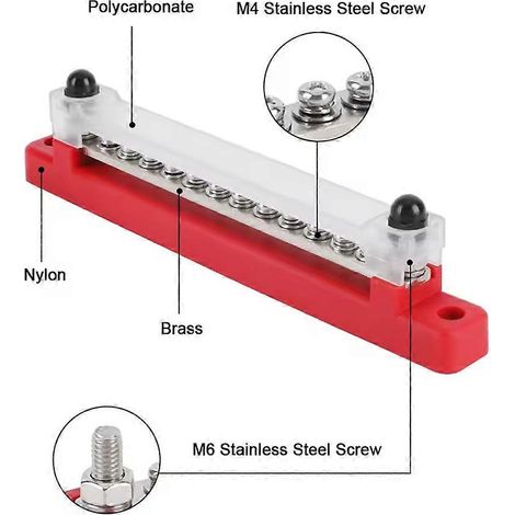 Module de distribution d'alimentation par batterie à bornes M6, adapté aux camions, navires, voitures, camping-cars et véhicules de loisirs. (1/4)