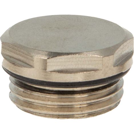tecuro Blindstopfen, Verschlussstopfen 1/2 Zoll - selbstdichtend mit O-Ring - Messing vernickelt